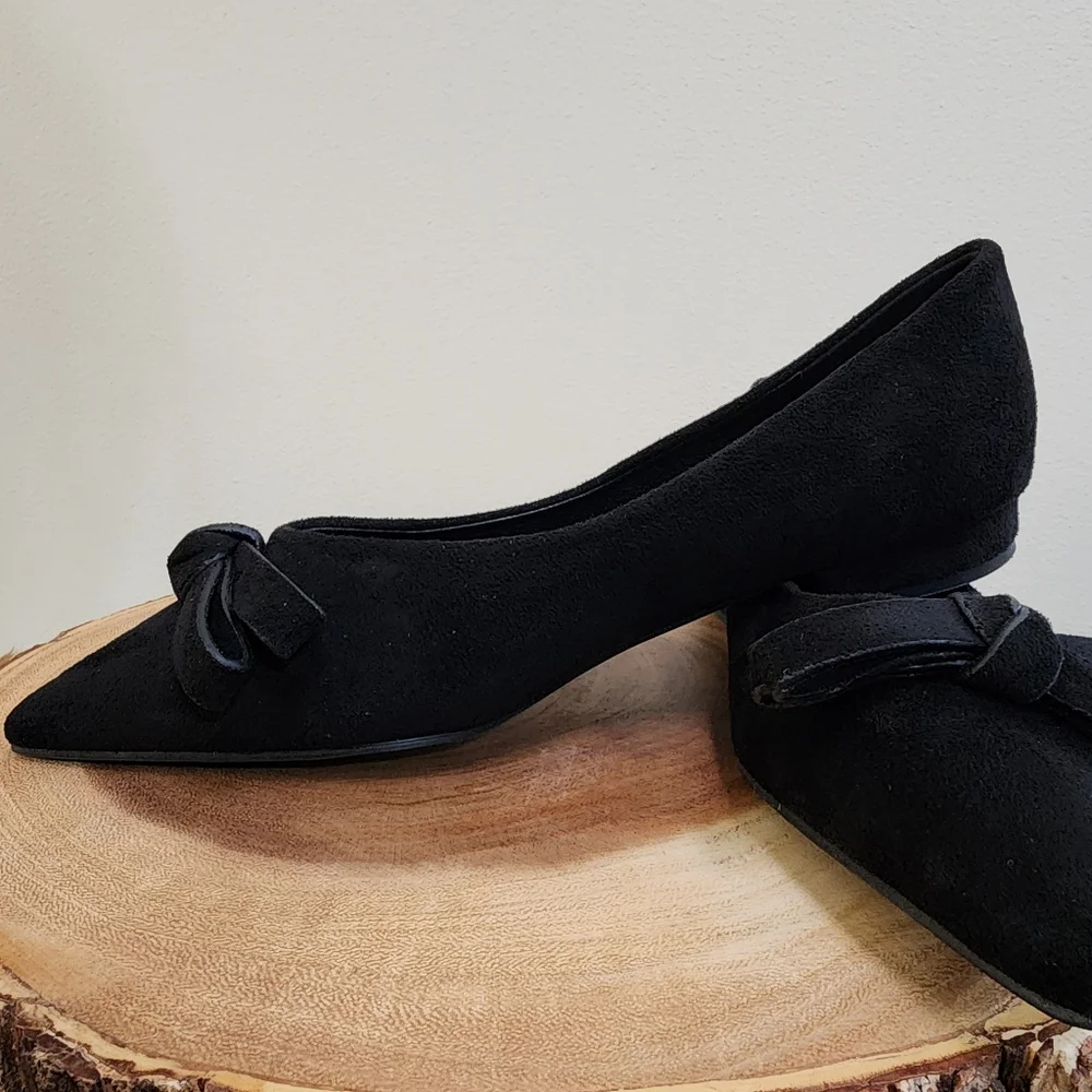 C. Paravano BowKnot Suede Flats (Aida) Black Size 37 (US Size 6.5)